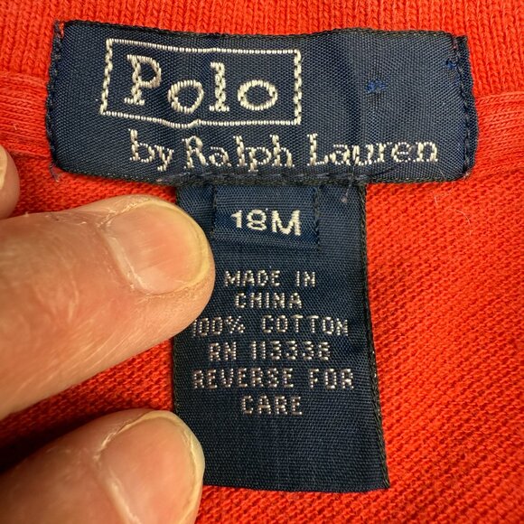 Boys' POLO by RALPH LAUREN Cotton Mesh‎ Long Sleeve Polo Red | Size 18 months - Picture 7 of 9
